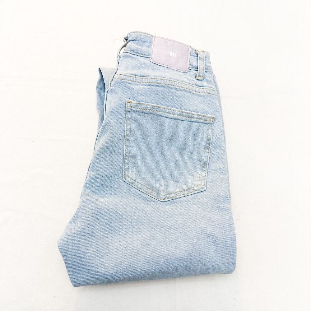 Zara Flare High Rise Button Down Light Wash Denim Jeans Button Fly Size 6